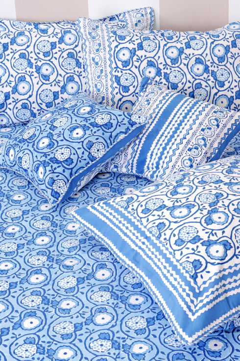 40s Cotton Pillow Cover in Block Print